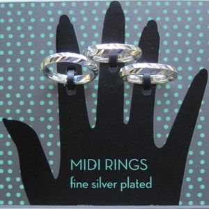 3 Silver Plated Midi Finger Knuckle Toe Rings